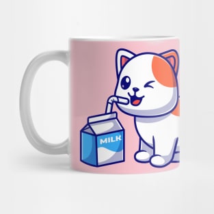 Cute Cat Drink Milk Cartoon Mug